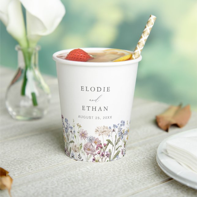 Wildflower Wedding Personalized Paper Cup Floral (Insitu)