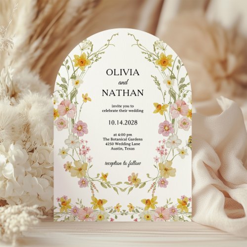 Wildflower Wedding | Pink and Yellow Garden Invitation