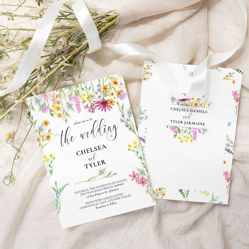 Wildflower Wedding Pretty Floral Name Frame Invitation
