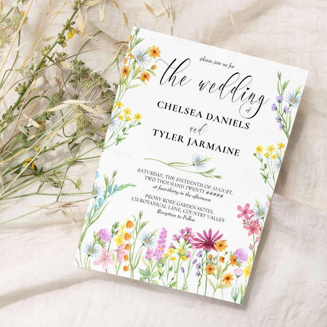 Wildflower Wedding Pretty Floral Wild Flower Invitation (An abundance of wildflowers and an abundance of love.)