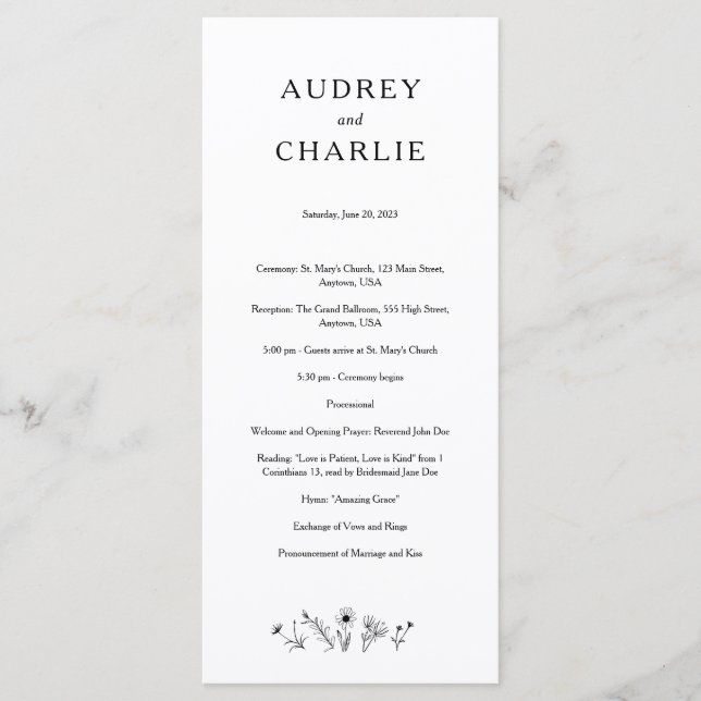 Wildflower Wedding Program (Front)