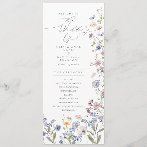 Wildflower Wedding Program Catholic Wedding Program