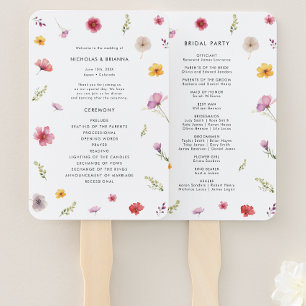 Wildflower Wedding Program Hand Fan