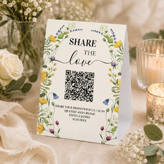 Wildflower Wedding Qr Code Share the Love Photo Paper Table Tent