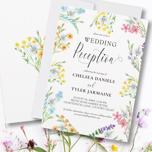 Wildflower Wedding Reception Only Delicate Floral Invitation