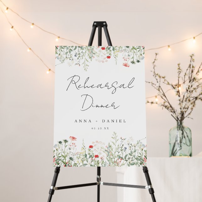 Wildflower Wedding Rehearsal Dinner Foam Board (In Situ (Stand))