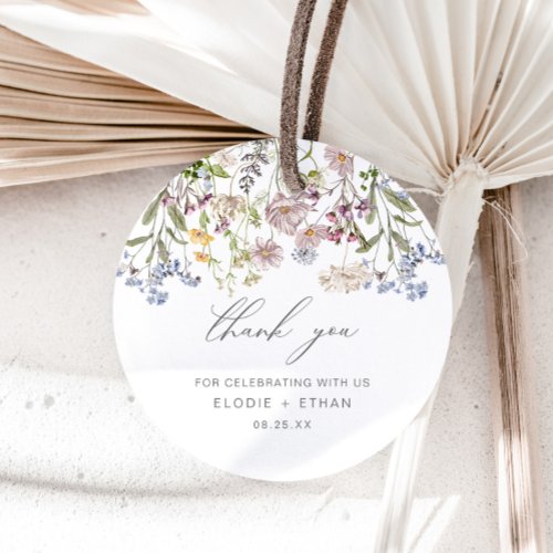 Wildflower Wedding Round Favor Tag Floral Boho 