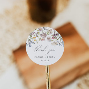 Wildflower Wedding Round Sticker Floral Boho Favor