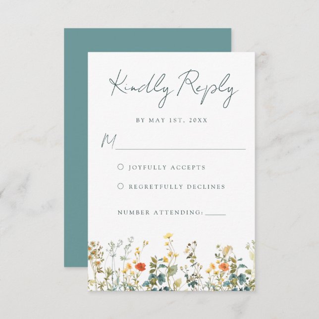 Wildflower Wedding RSVP Card (Front/Back)