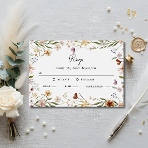 Wildflower Wedding RSVP Meal Choice Enclosure Card