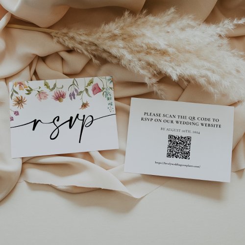 Wildflower Wedding RSVP QR Code Card
