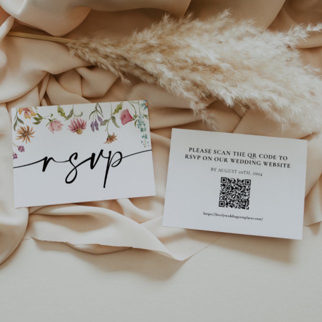 Wildflower Wedding RSVP QR Code Card (Creator Uploaded)