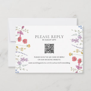 Wildflower Wedding RSVP QR Code Enclosure Card