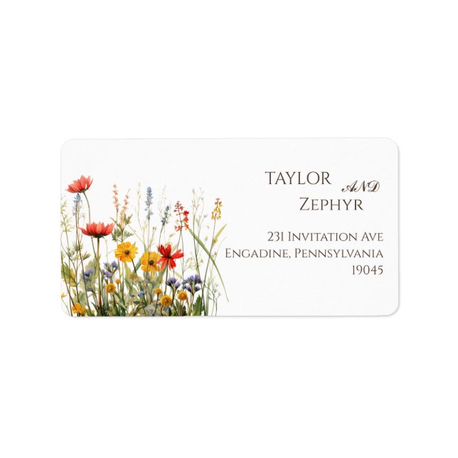  Wildflower Wedding RSVP Return Address  Label (Front)