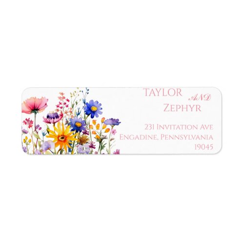 Wildflower  Wedding RSVP Return Address  Label