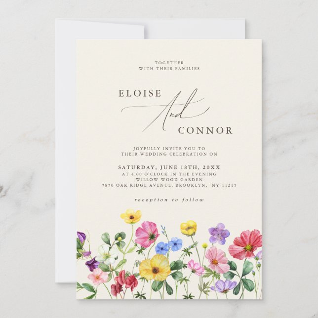 Wildflower Wedding Rustic Chic Boho QR Code Invitation (Front)