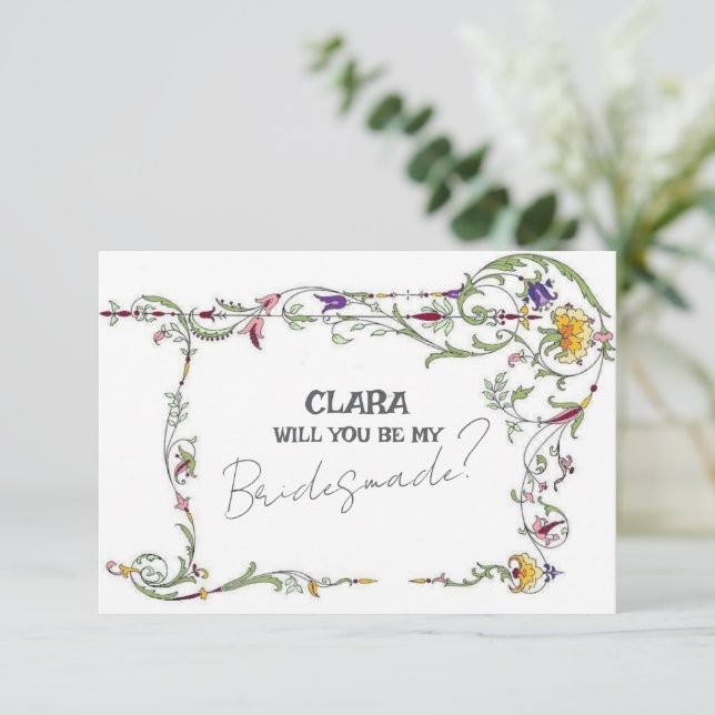 Wildflower Wedding Rustic Country Bridesmade Invitation (Standing Front)