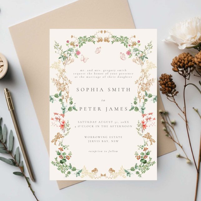 Wildflower Wedding Rustic Country Floral Invitation (Creator Uploaded)