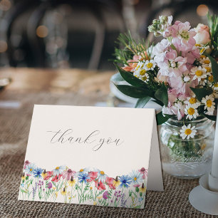 Wildflower Wedding Rustic Country Floral Letterpress Thank You Card