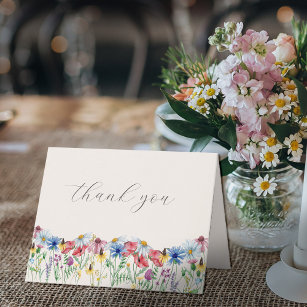 Wildflower Wedding Rustic Country Floral Thank You Card