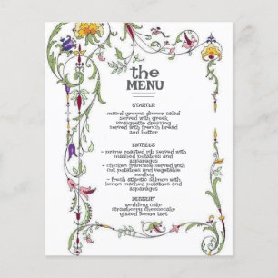Wildflower Wedding Rustic Country Wild Flower Menu