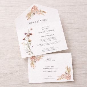 Wildflower Wedding Rustic Country Wild Flowers All In One Invitation