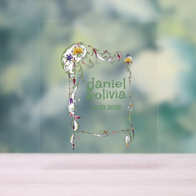 Wildflower Wedding Rustic Country Wild Flowers Wed Acrylic Sign (Neutral)