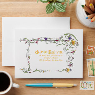 Wildflower Wedding Rustic Country Wild Flowers Wed Envelope