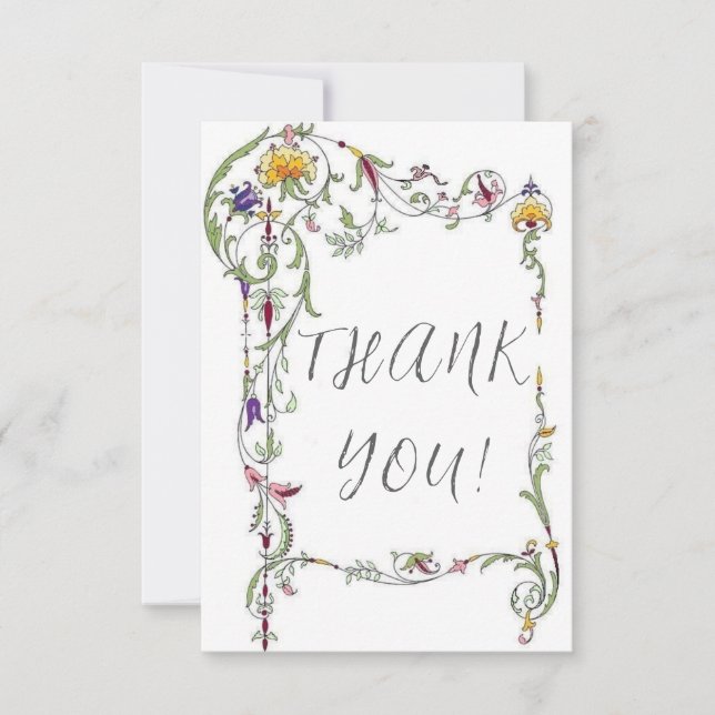 Wildflower Wedding Rustic Country Wild Flowers Wed Thank You Card (Front)