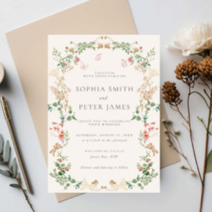 Wildflower Wedding Rustic Floral  Invitation