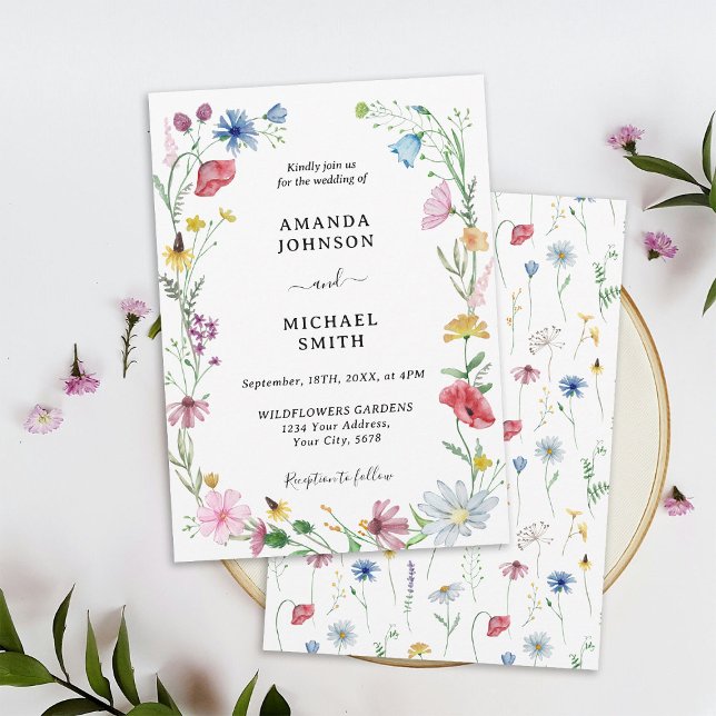 Wildflower Wedding Rustic Floral Invitation (Creator Uploaded)