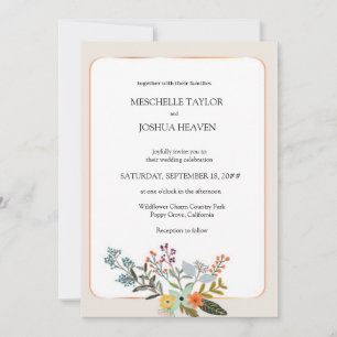 Wildflower Wedding Rustic Floral Photo Invitation