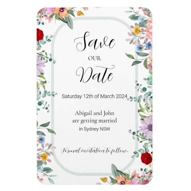 Wildflower Wedding Save the Date Magnet (Vertical)