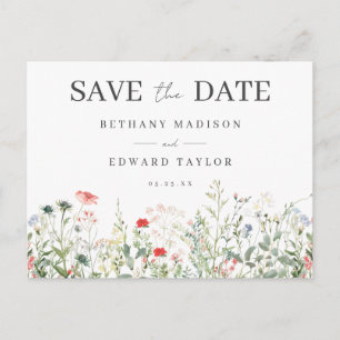 Wildflower Wedding Save the Date Postcard