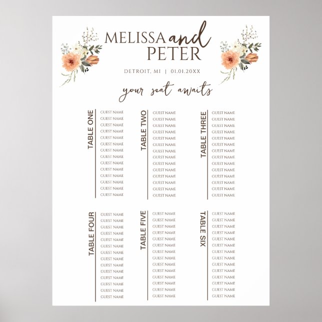  Wildflower Wedding Seating Chart (Front)