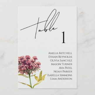 Wildflower Wedding Seating Chart Card