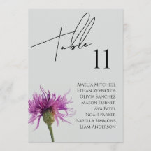  Wildflower Wedding Seating Chart Card