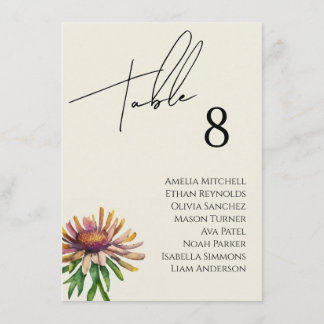 Wildflower Wedding Seating Chart Card