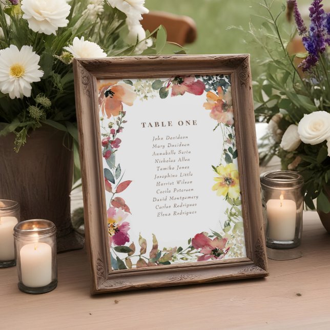 Wildflower Wedding Seating Chart Cards (Creator Uploaded)