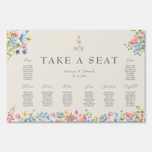 Wildflower Wedding Seating Chart Sign