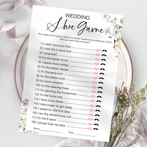 Wildflower Wedding Shoe Bridal Shower Game Invitation