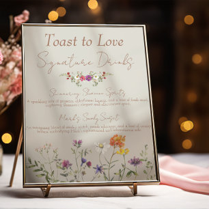 Wildflower Wedding Signature Drinks Bar Sign
