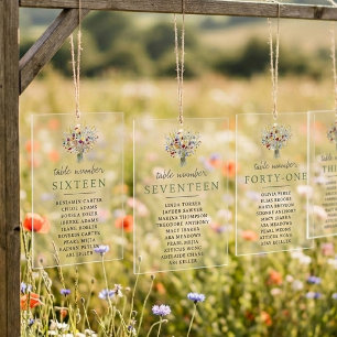 Wildflower Wedding Suite Individual Seating Chart Acrylic Invitations