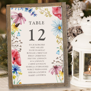 Wildflower Wedding Table Floral Seating Chart Number