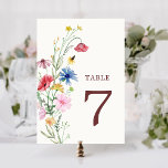 Wildflower Wedding Table Number<br><div class="desc">Watercolor Wildflower Wedding Beige Table Number. Matching items available.</div>