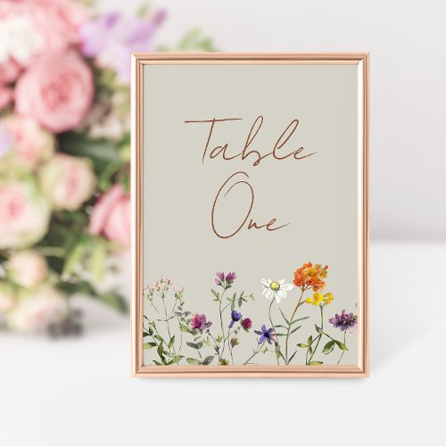 Wildflower Wedding Table Number