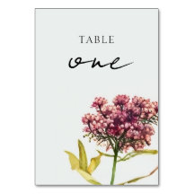 Wildflower Wedding Table Number Card