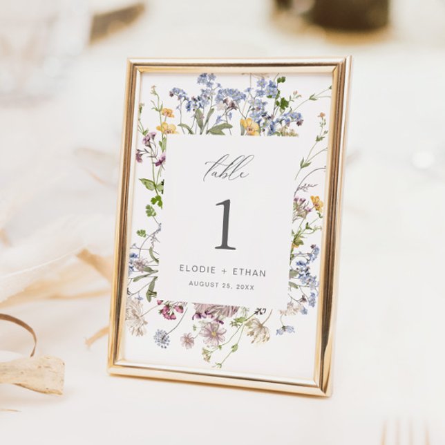 Wildflower Wedding Table Number Card Floral Boho (Creator Uploaded)