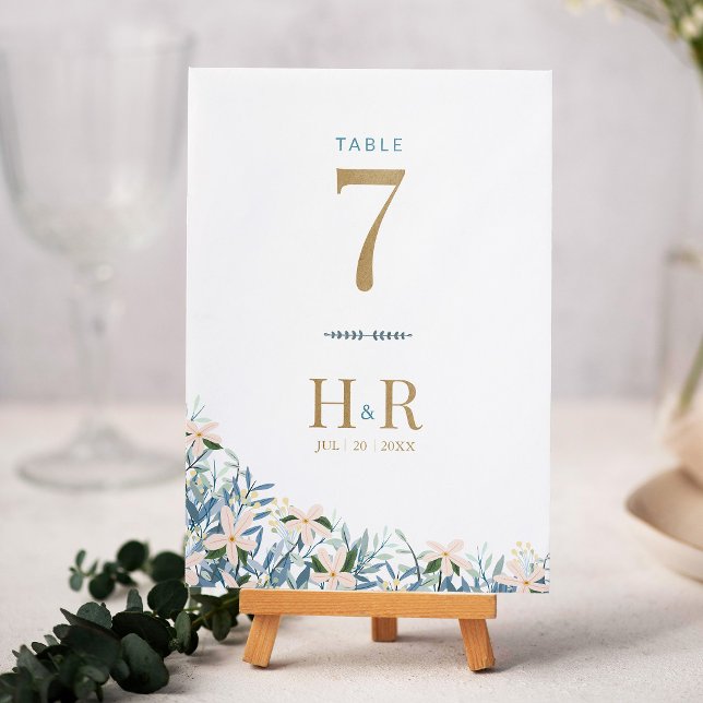 Wildflower Wedding Table Number Initials Date (Creator Uploaded)