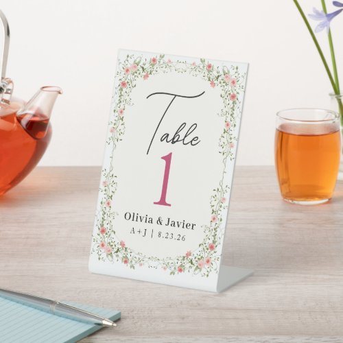 Wildflower Wedding Table Number Pedestal Sign